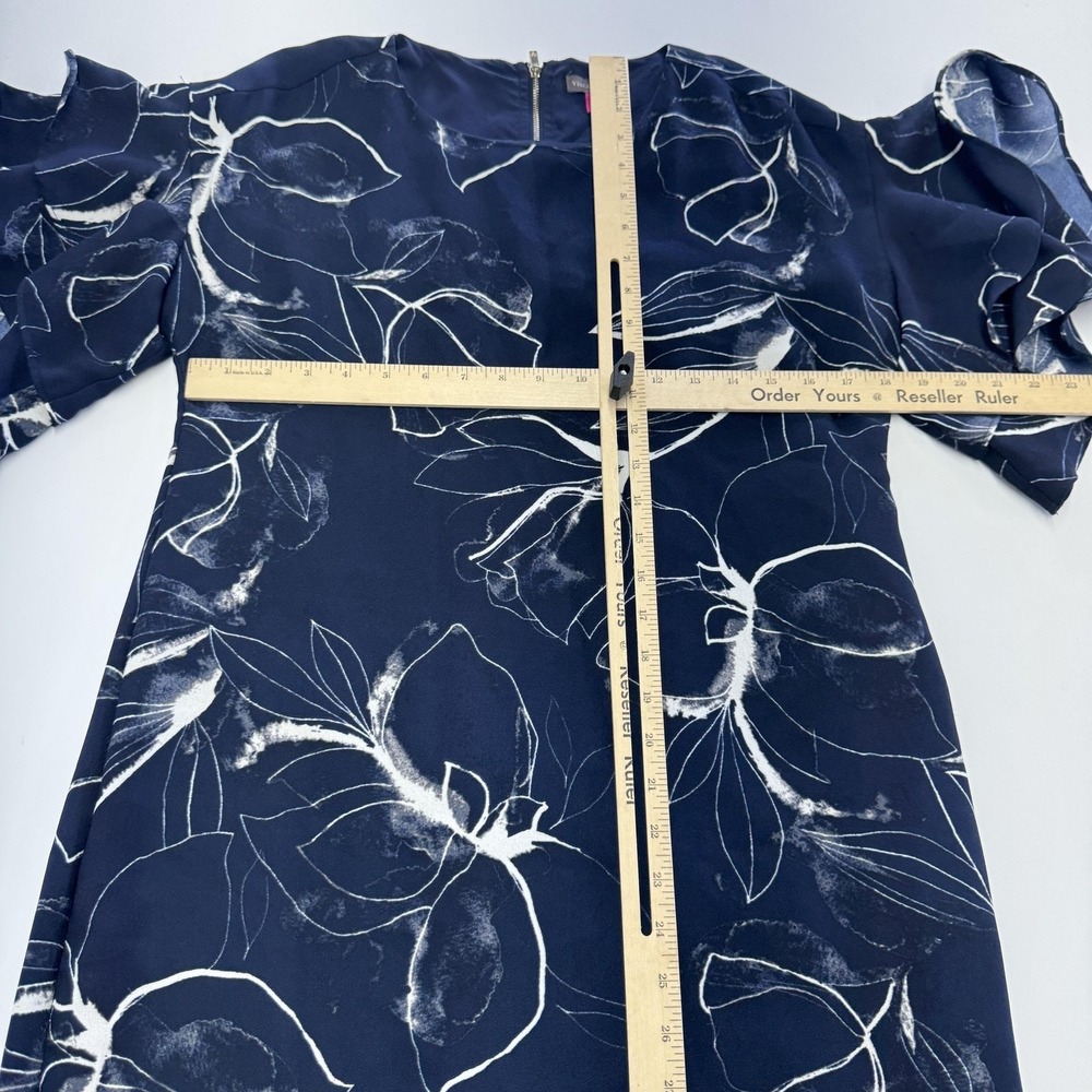 Vince Camuto Dress Womens Size 6 Blue Floral Shift Ruffle Sleeve Wedding‎ Guest - Picture 8 of 9